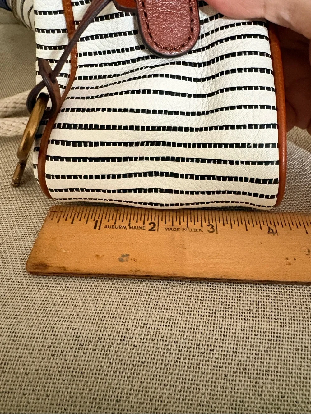 Fossil Cowhide Leather Nautical Stripe Shoulder Bag Blue White Adjustable Strap